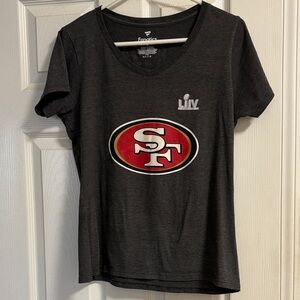Fanatics Charcoal Grey SF San Francisco 49ers Football V-Neck Tee T-shirt M